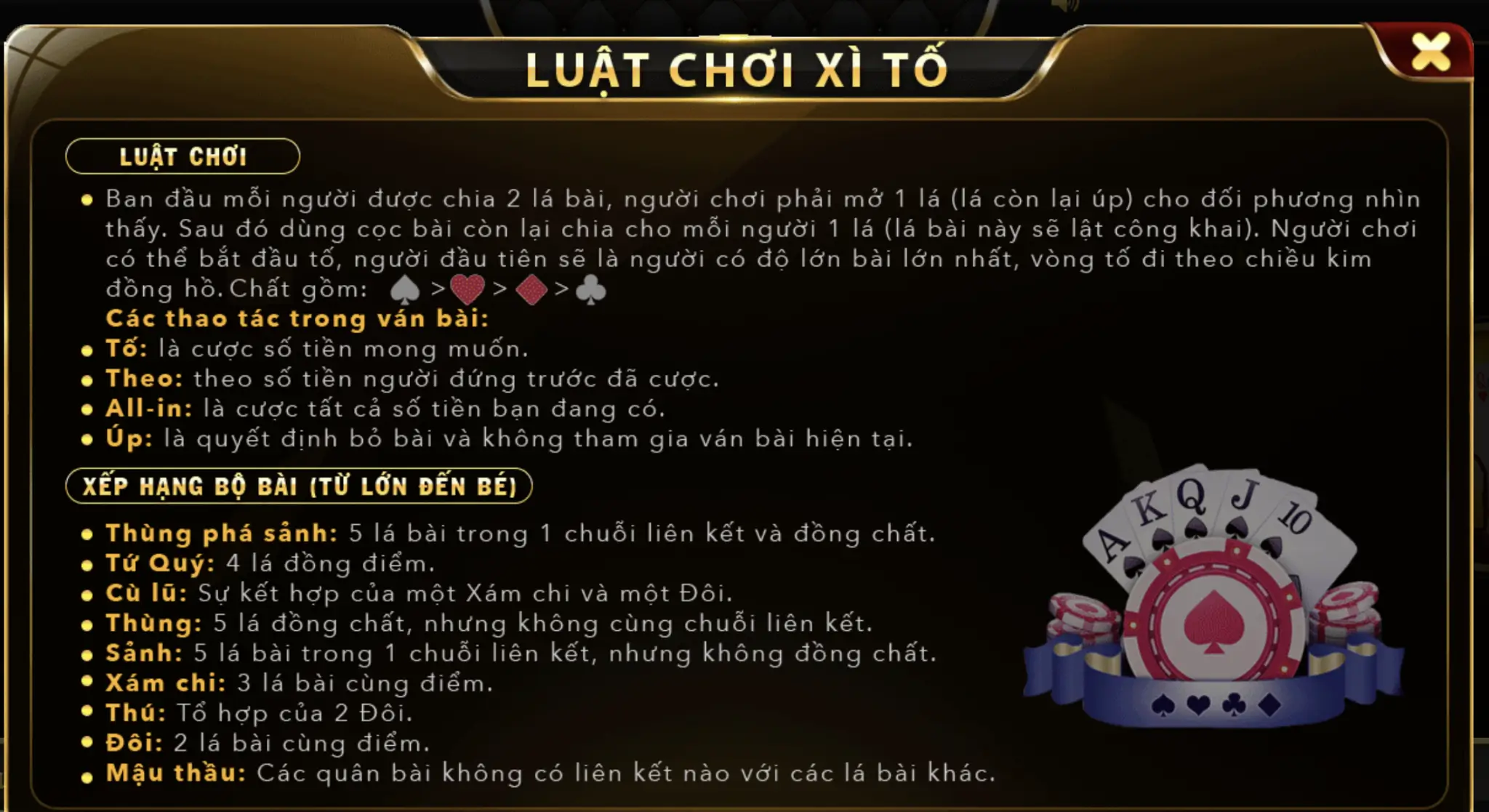 Luật chơi xì tố tại uk88